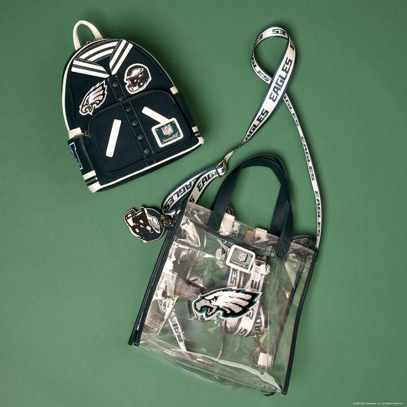 Loungefly NFL Philadelphia Eagles Clear Convertible Backpack & Tote Crossbody Stadium Bag
