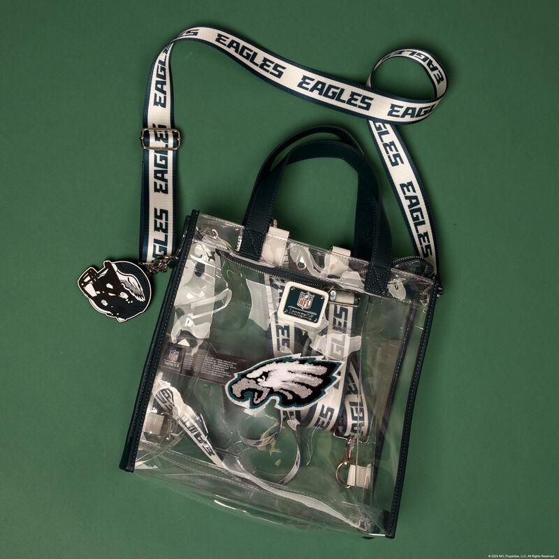 loungefly NFL Philadelphia Eagles Clear Convertible Backpack & Tote Crossbody Stadium Bag