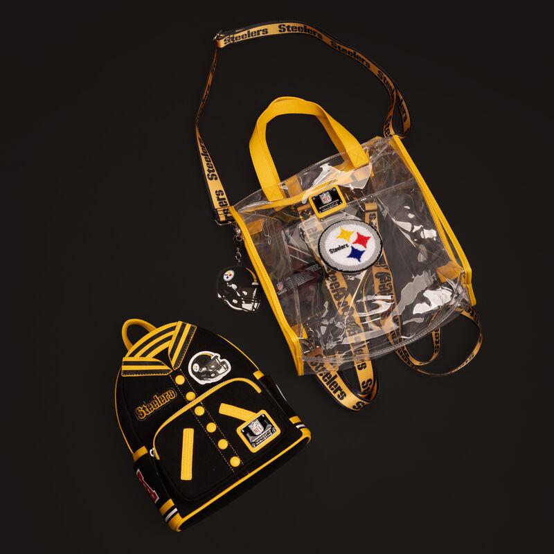 Loungefly NFL Pittsburgh Steelers Clear Convertible Backpack & Tote Crossbody Stadium Bag