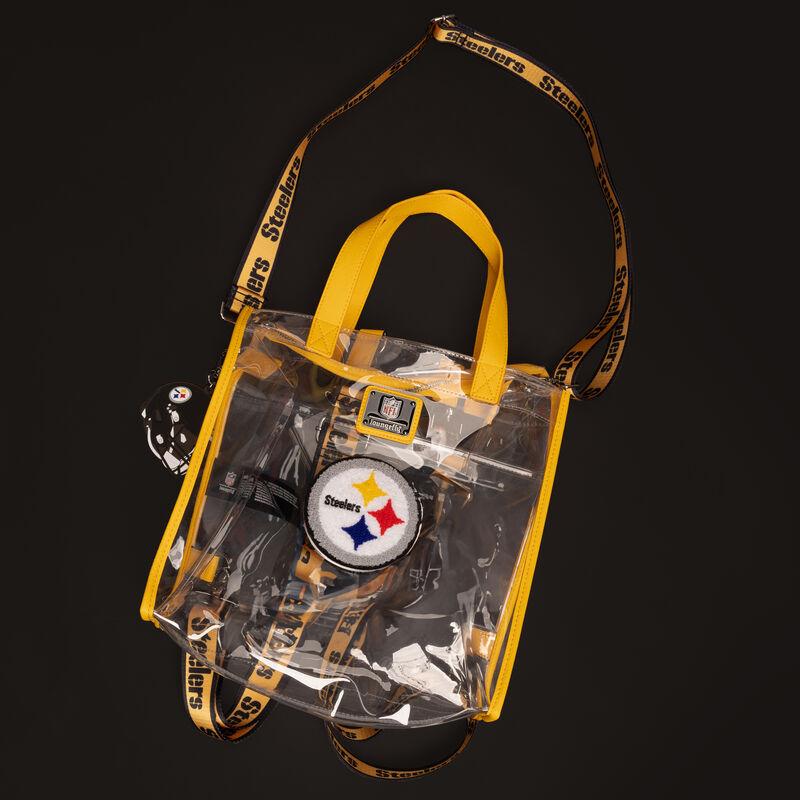 loungefly NFL Pittsburgh Steelers Clear Convertible Backpack & Tote Crossbody Stadium Bag