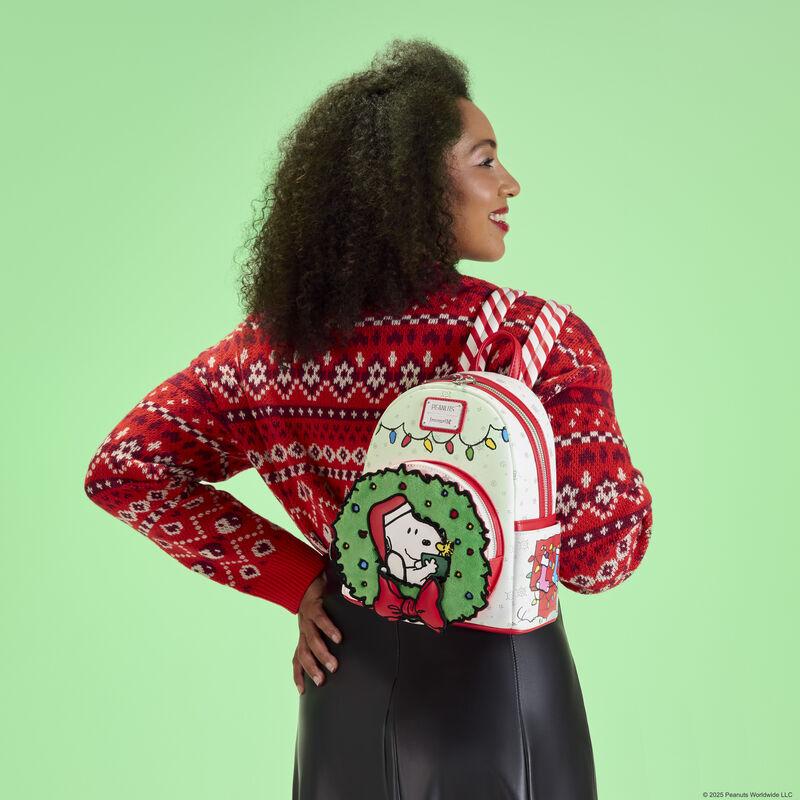 Loungefly Peanuts Snoopy & Woodstock Holiday Plush Wreath Mini Backpack