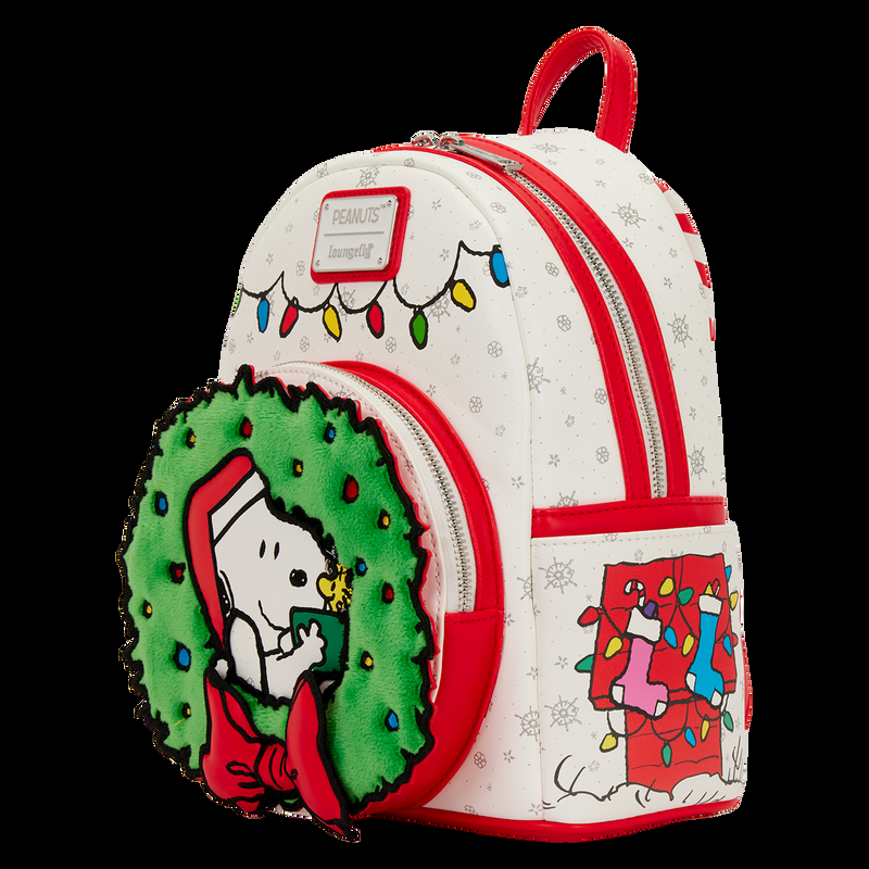 Loungefly Peanuts Snoopy & Woodstock Holiday Plush Wreath Mini Backpack