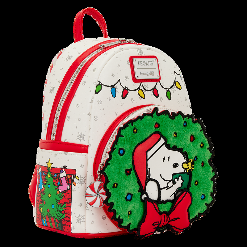 Loungefly Peanuts Snoopy & Woodstock Holiday Plush Wreath Mini Backpack