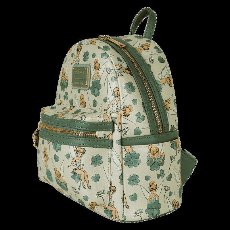 Loungefly Peter Pan Tinker Bell Clover All-Over Print Mini Backpack