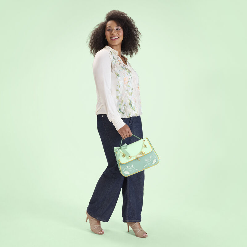 loungefly Peter Pan Tinker Bell Holiday Sequin Crossbody Bag with Charms