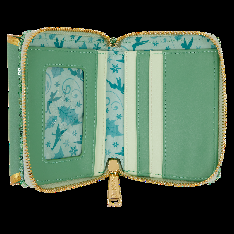 Loungefly Peter Pan Tinker Bell Holiday Sequin Tri-Fold Wallet