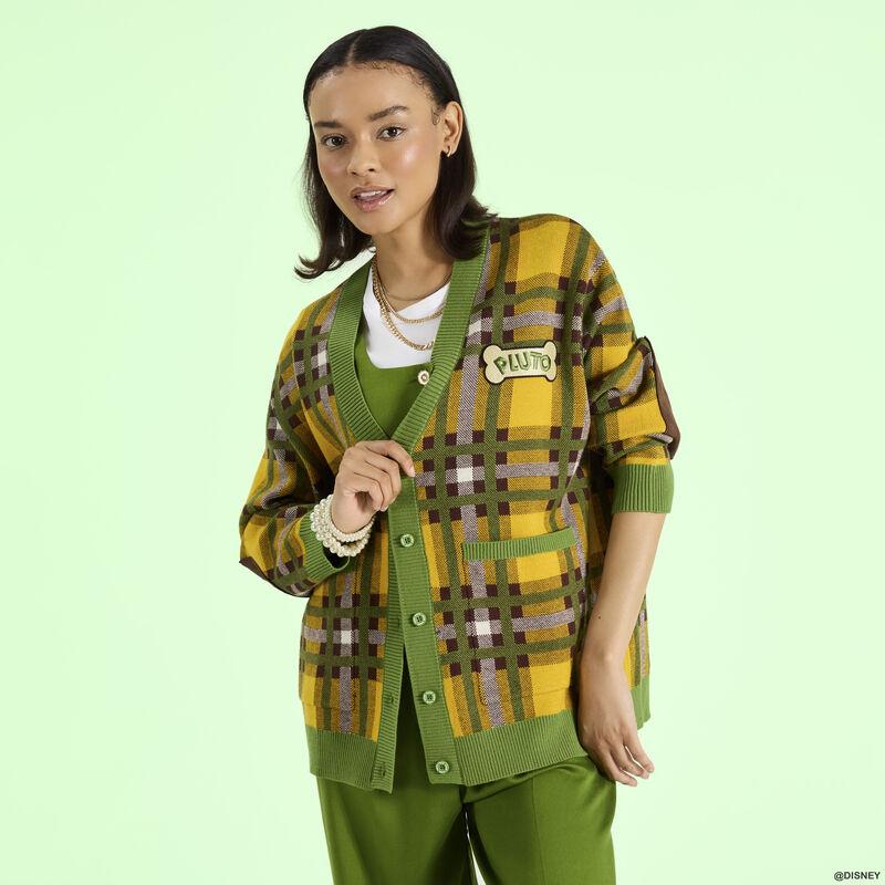 loungefly Pluto 95th Anniversary Plaid Knit Cardigan