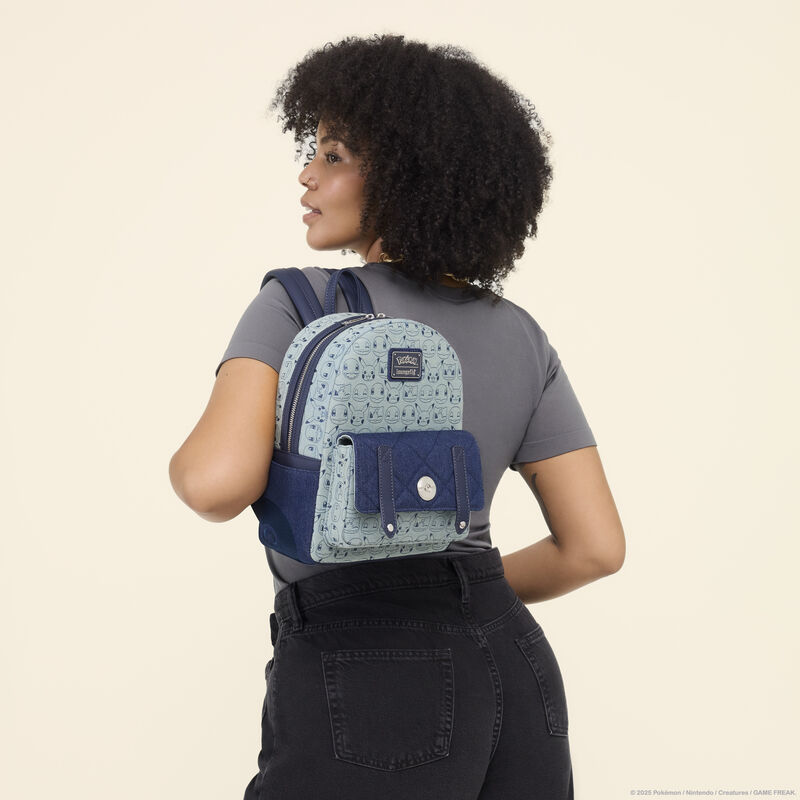 loungefly Pokémon Faux Denim All-Over Print Mini Backpack