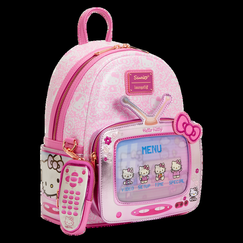 Loungefly Sanrio Exclusive Hello Kitty Vintage TV Lenticular Mini Backpack With Coin Bag