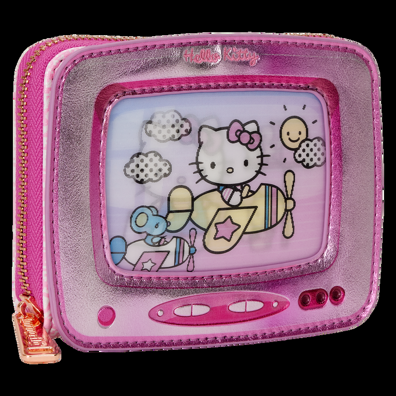Loungefly Sanrio Exclusive Hello Kitty Vintage TV Lenticular Zip Around Wallet