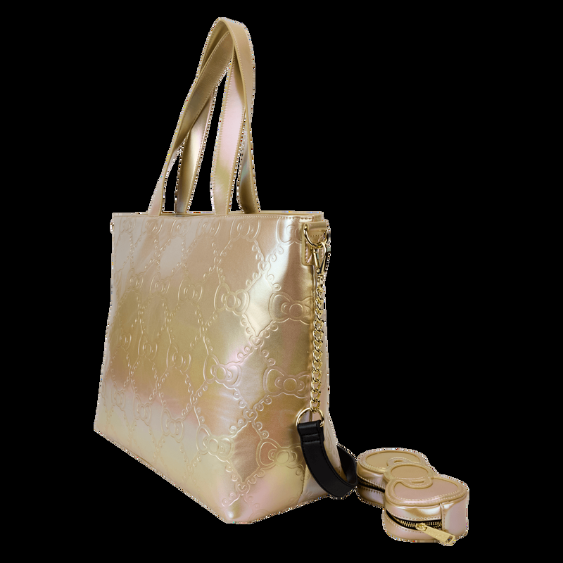 Loungefly Sanrio Hello Kitty 50th Anniversary Metallic Gold Tote Crossbody Bag With Coin Bag