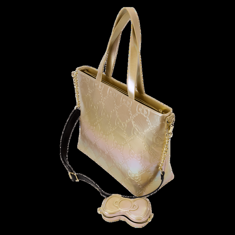 Loungefly Sanrio Hello Kitty 50th Anniversary Metallic Gold Tote Crossbody Bag With Coin Bag