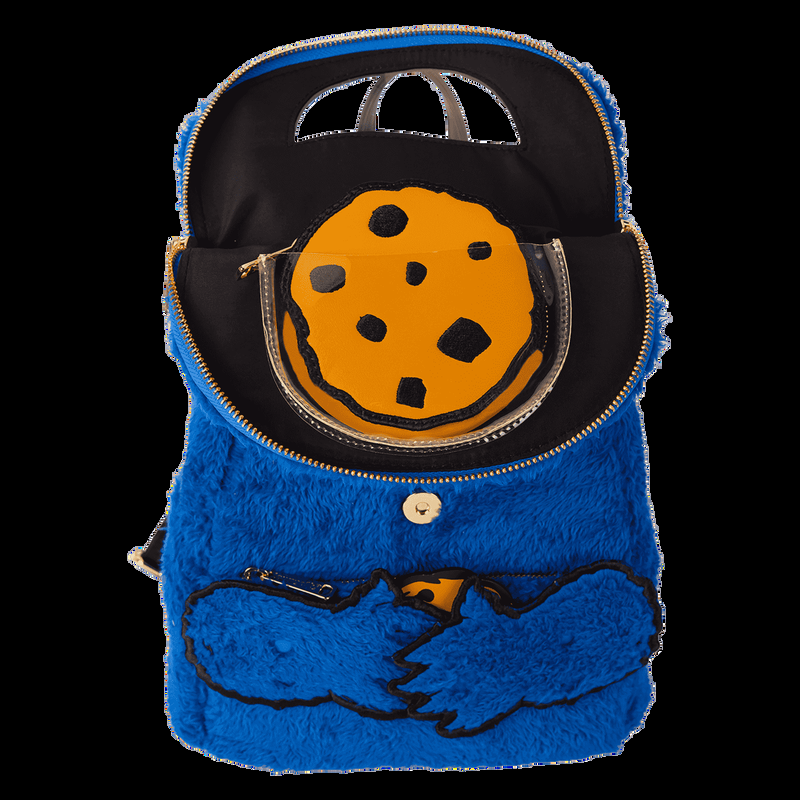 Loungefly Sesame Street Cookie Monster Plush Cosplay Mini Backpack With Coin Bag