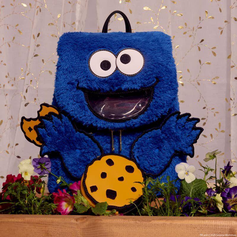 loungefly Sesame Street Cookie Monster Plush Cosplay Mini Backpack With Coin Bag