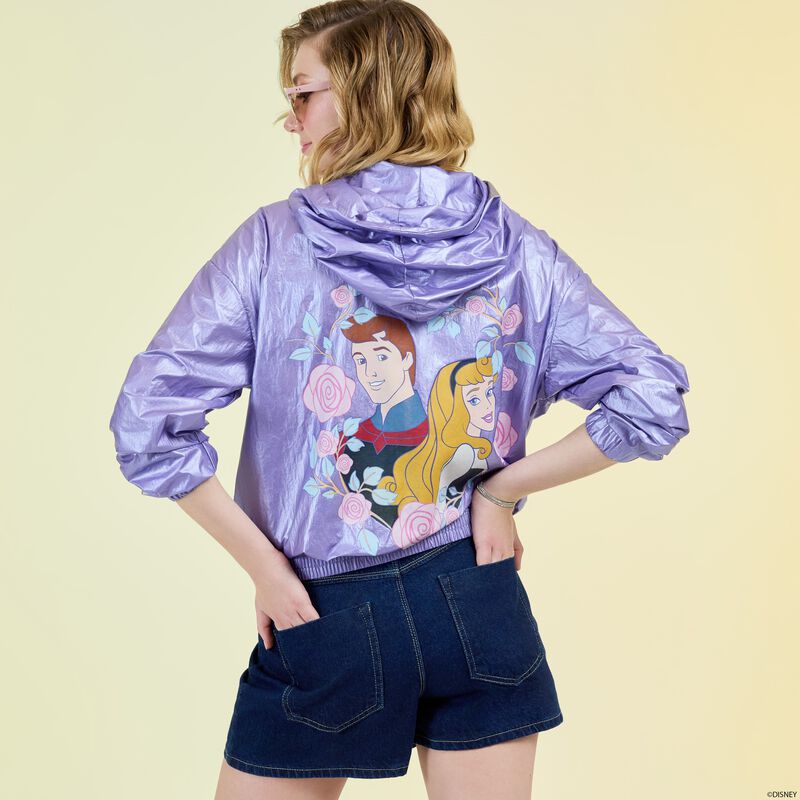 loungefly Sleeping Beauty Princess Aurora & Prince Phillip Floral Half-Zip Unisex Windbreaker Jacket