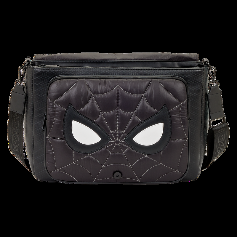 Loungefly Spider-Man Black & White Suit Quilted Messenger Crossbody Bag