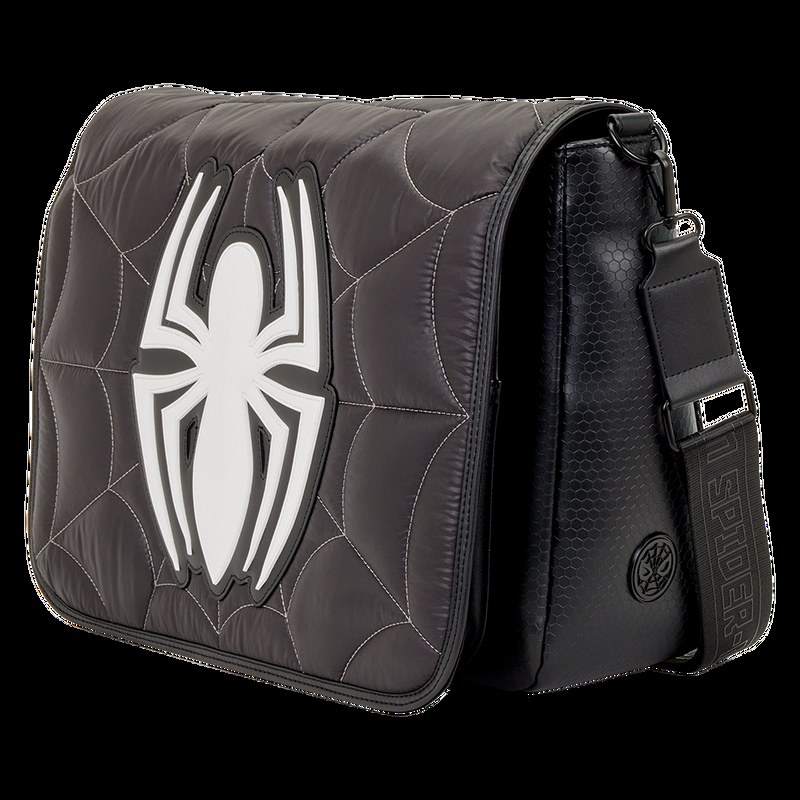 Loungefly Spider-Man Black & White Suit Quilted Messenger Crossbody Bag