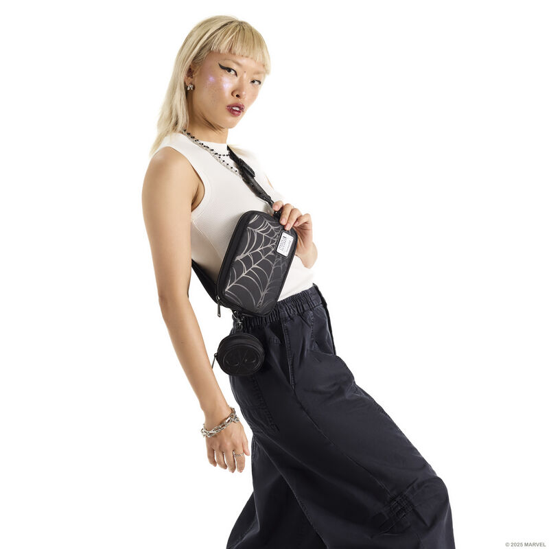 loungefly Spider-Man Black & White Suit Sling Crossbody Bag with Coin Bag