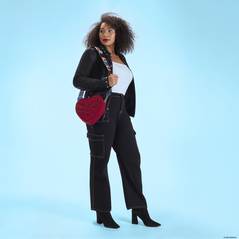 Loungefly Spider-Man Sherpa Heart Shaped Crossbody Bag