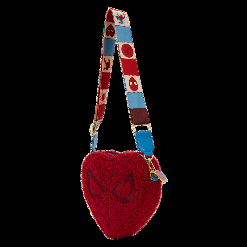 Loungefly Spider-Man Sherpa Heart Shaped Crossbody Bag