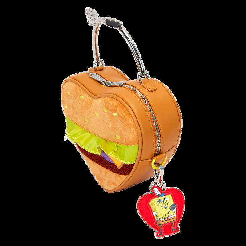 Loungefly SpongeBob SquarePants Krabby Patty Plush Heart Figural Crossbody Bag