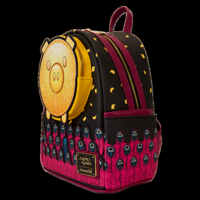 Loungefly Squid Game Piggy Bank Masked Men Glow Mini Backpack