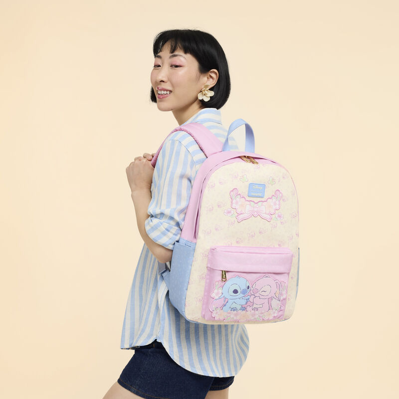 loungefly Stitch & Angel All-Over Print Full-Size Backpack