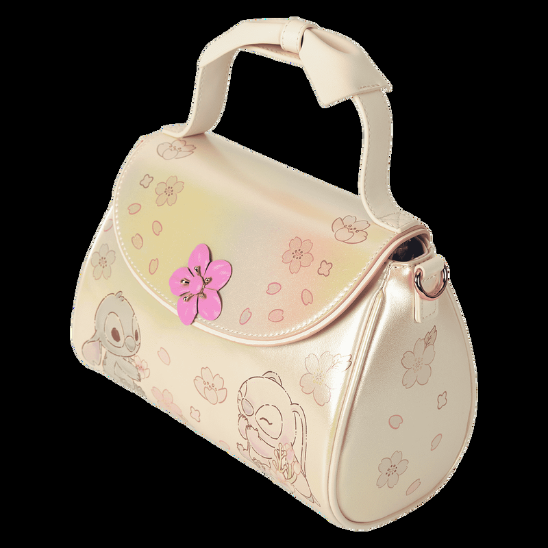 Loungefly Stitch & Angel Cherry Blossom Bow Handle Crossbody Bag