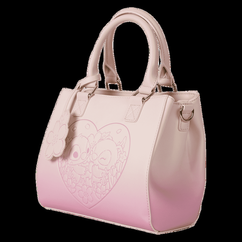 Loungefly Stitch & Angel Cherry Blossom Heart Crossbody Bag