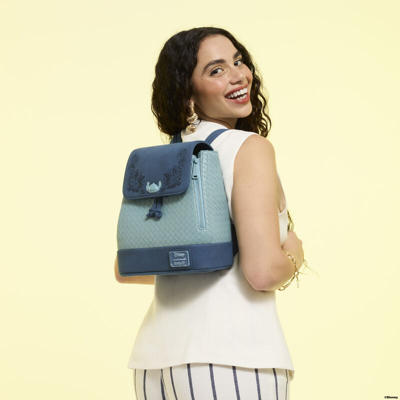 loungefly Stitch Embroidered Floral Drawstring Mini Backpack