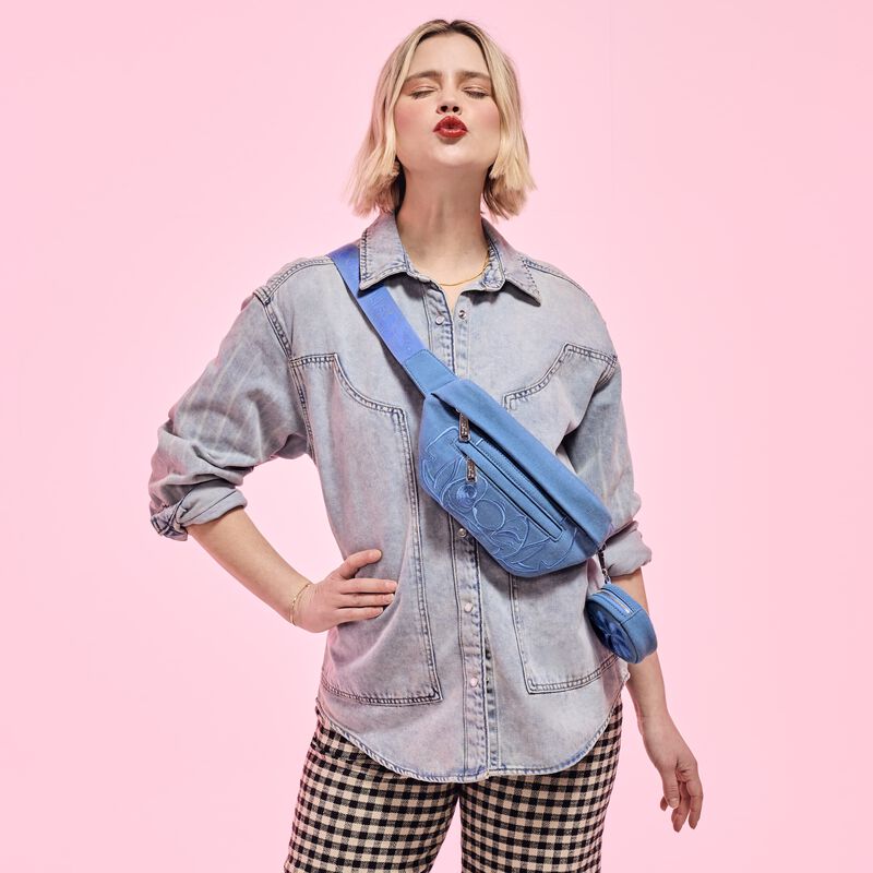 loungefly Stitch Ohana Canvas Convertible Belt Bag with Coin Bag