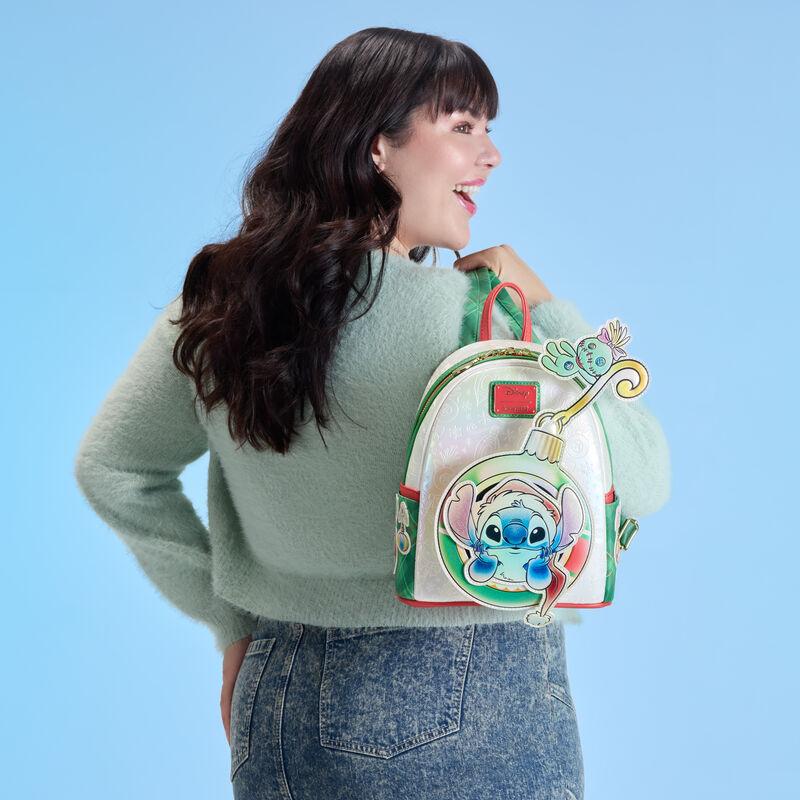 Loungefly Stitch & Scrump Iridescent Holiday Ornament Mini Backpack