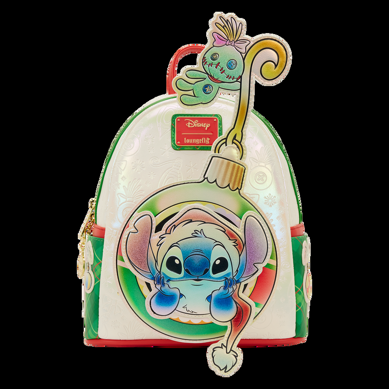 Loungefly Stitch & Scrump Iridescent Holiday Ornament Mini Backpack