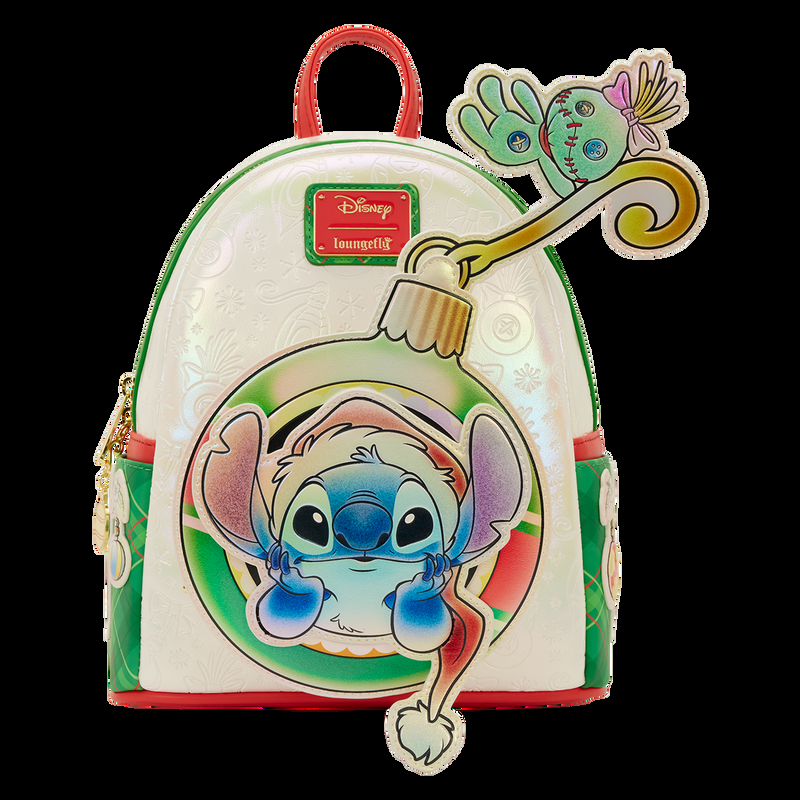 Loungefly Stitch & Scrump Iridescent Holiday Ornament Mini Backpack