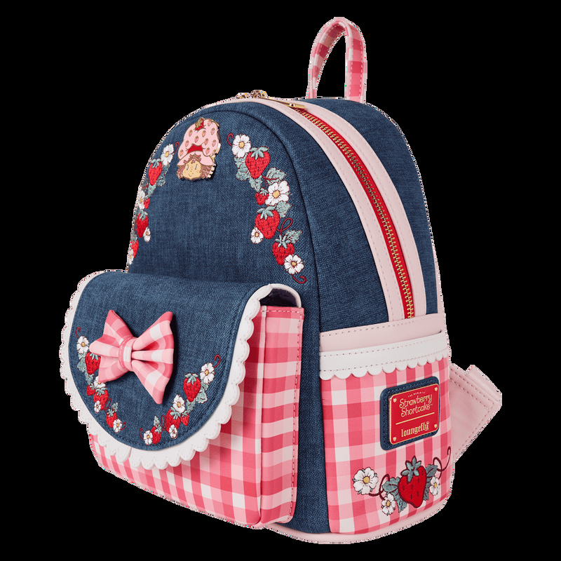 Loungefly Strawberry Shortcake Denim Gingham Mini Backpack