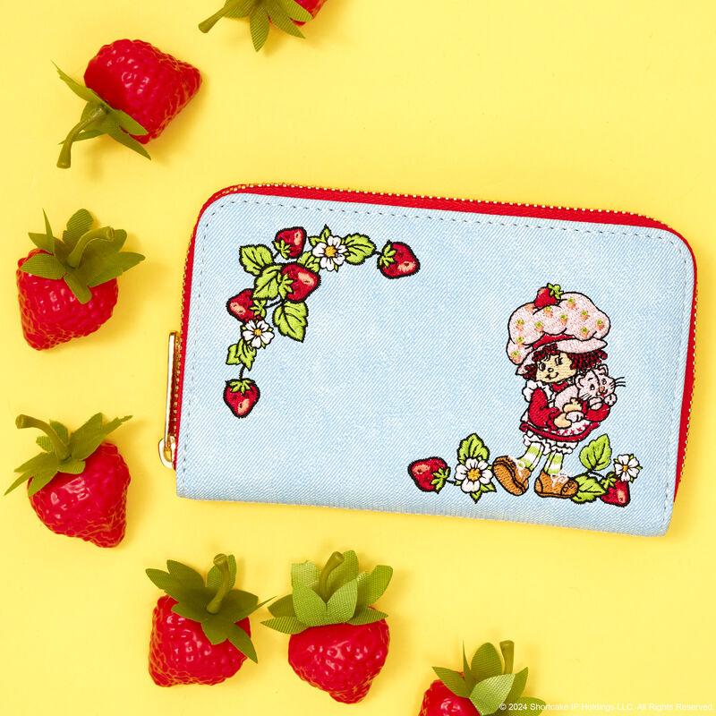 loungefly Strawberry Shortcake Denim Zip Around Wallet