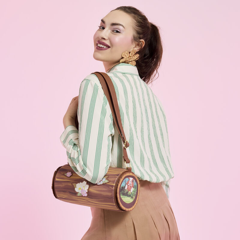 loungefly The Fox and the Hound Forest Floral Log Figural Crossbody Bag