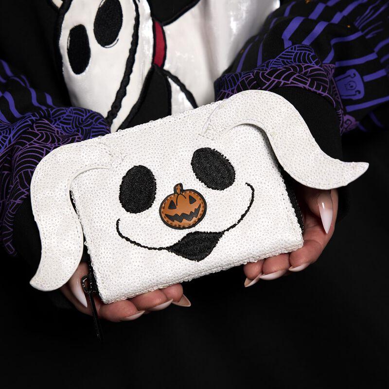 loungefly The Nightmare Before Christmas Exclusive Zero Sequin Cosplay Glow Zip Around Wallet