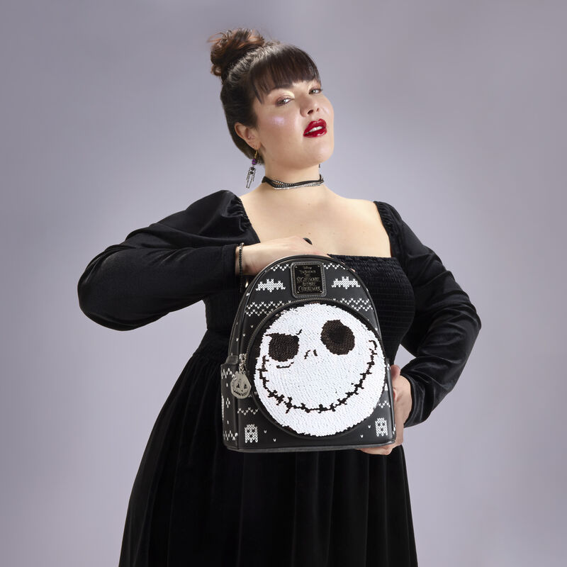 loungefly The Nightmare Before Christmas Jack Skellington Reversible Sequins Mini Backpack