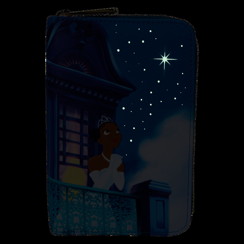 Loungefly The Princess And The Frog 15th Anniversary Evening Star Glow Zip Around Wallet