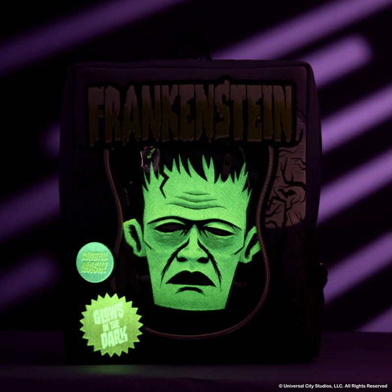 Loungefly Universal Monsters Frankenstein Mask Glow Mini Backpack With Coin Bag