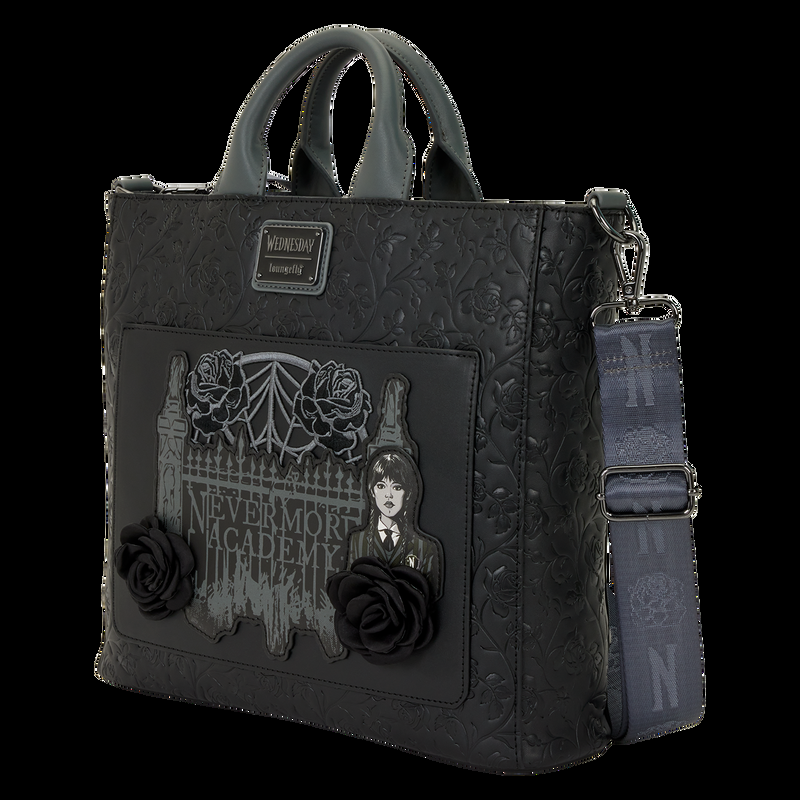 Loungefly Wednesday Black Roses Convertible Backpack & Tote Crossbody Bag