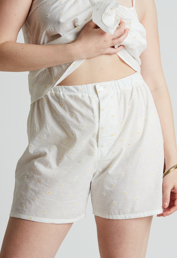 loup charmant Brighton Boxer Short in Daisy Embroidery