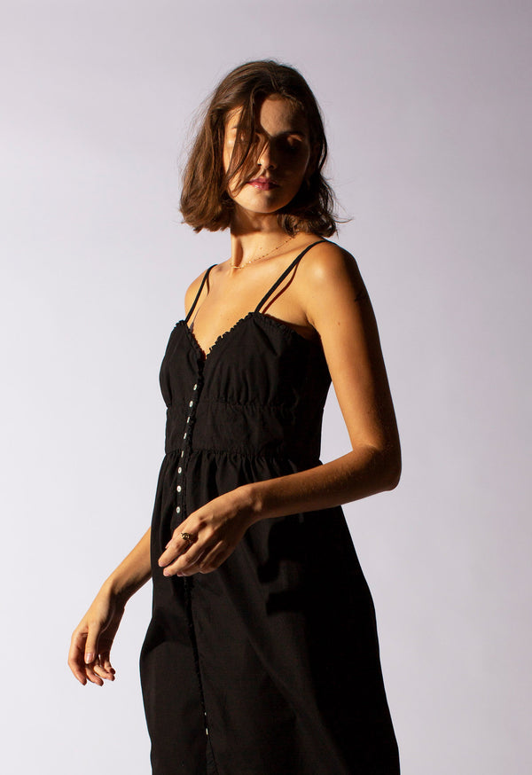 Loup Charmant Avalon Dress In Black Poplin
