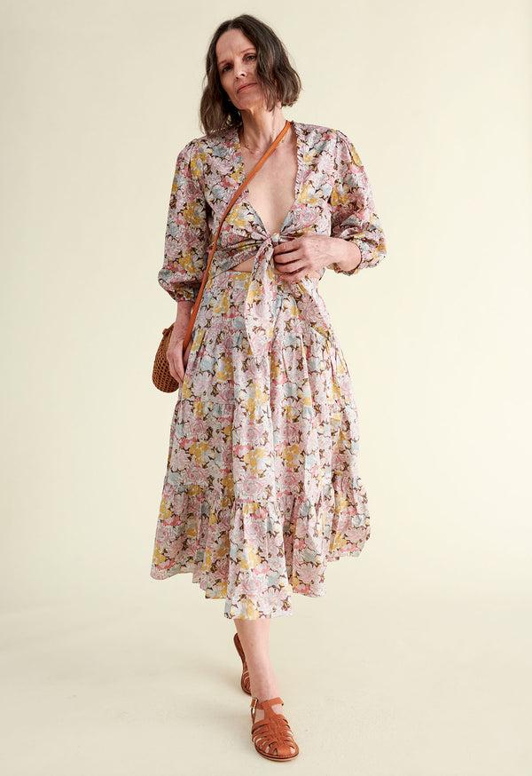 Loup Charmant Carta Tie Top In Bordeaux Floral