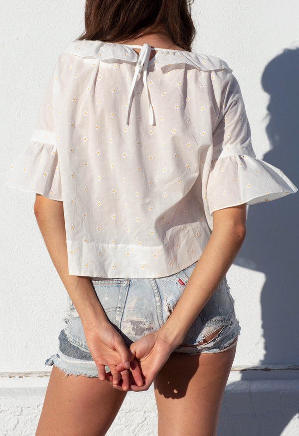 Loup Charmant Flora Blouse In Daisy Embroidery