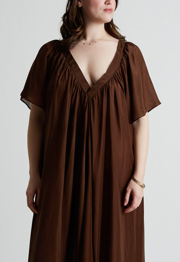 Loup Charmant Hannah Gown In Chocolate Silk