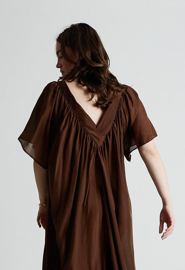 Loup Charmant Hannah Gown In Chocolate Silk