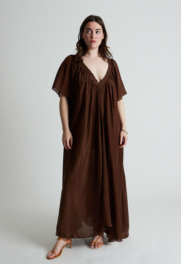 loup charmant Hannah Gown in Chocolate Silk