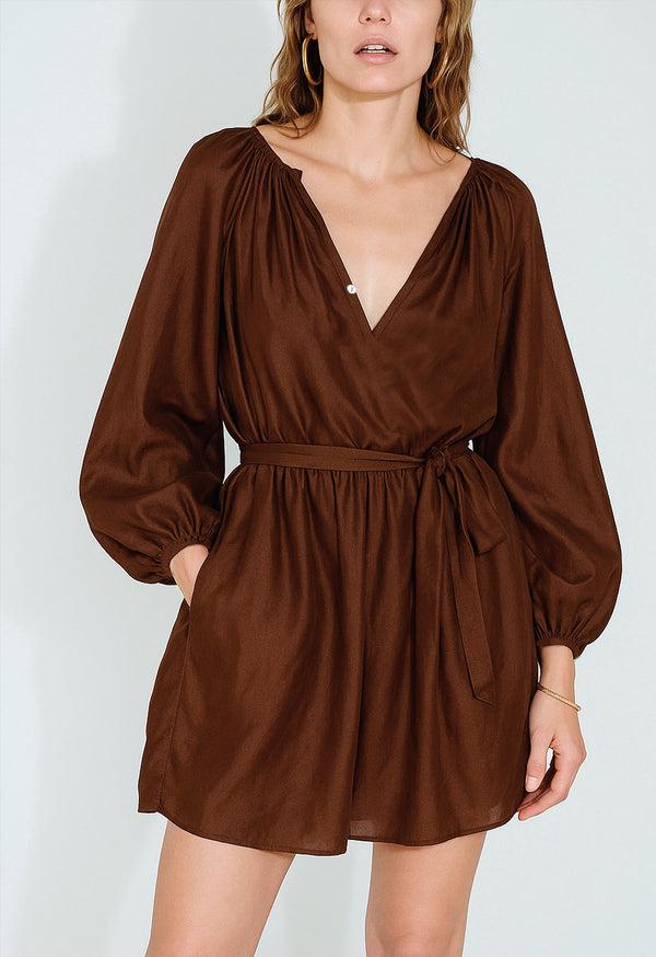 loup charmant Peasant Tunic in Chocolate Silk